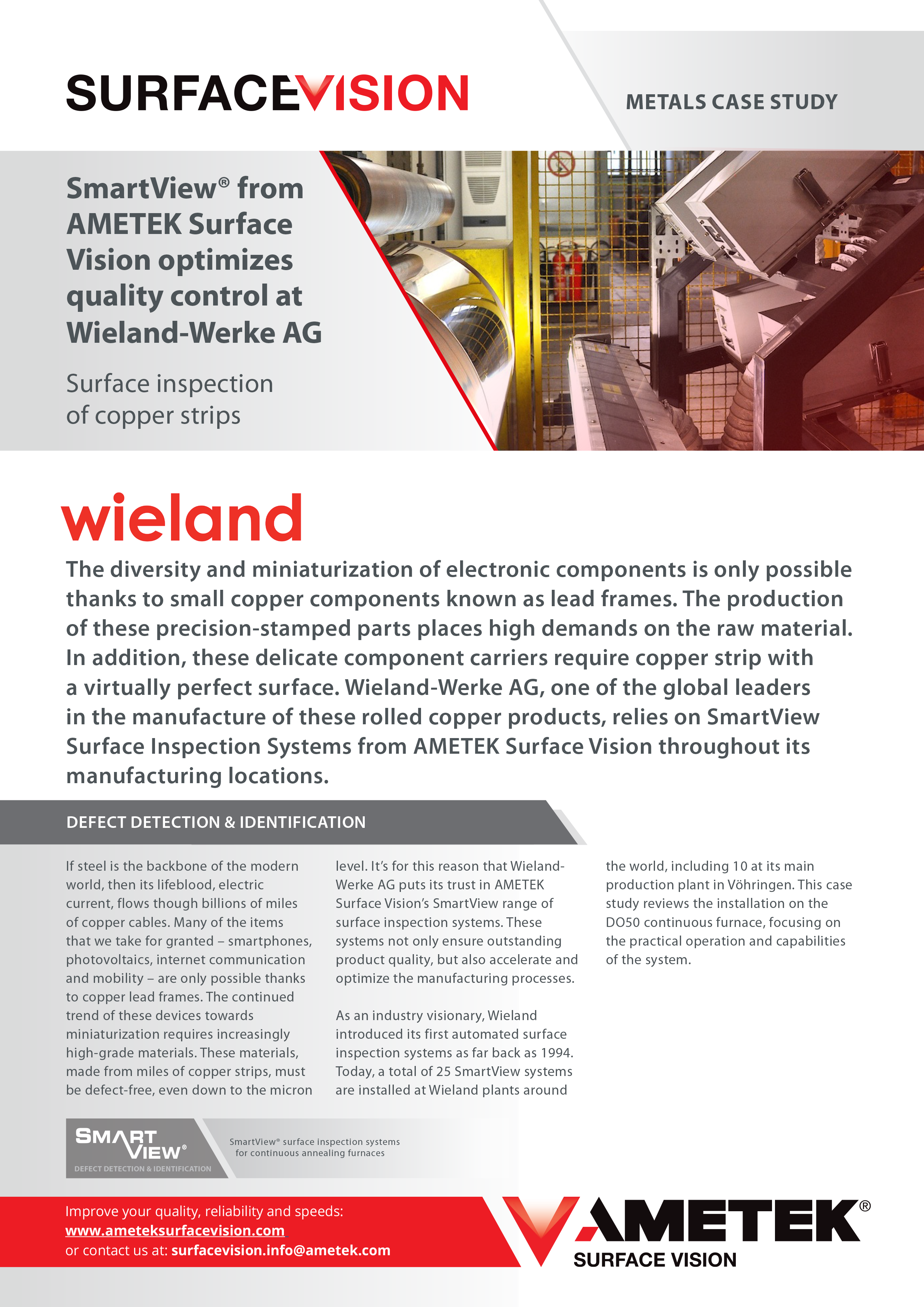 SmartView® optimizes quality control at Wieland-Werke AG with surface inspection of copper strips. 