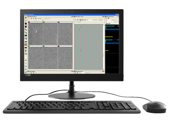 Surface inspection software displaying detected defects and quality data for aluminum production.